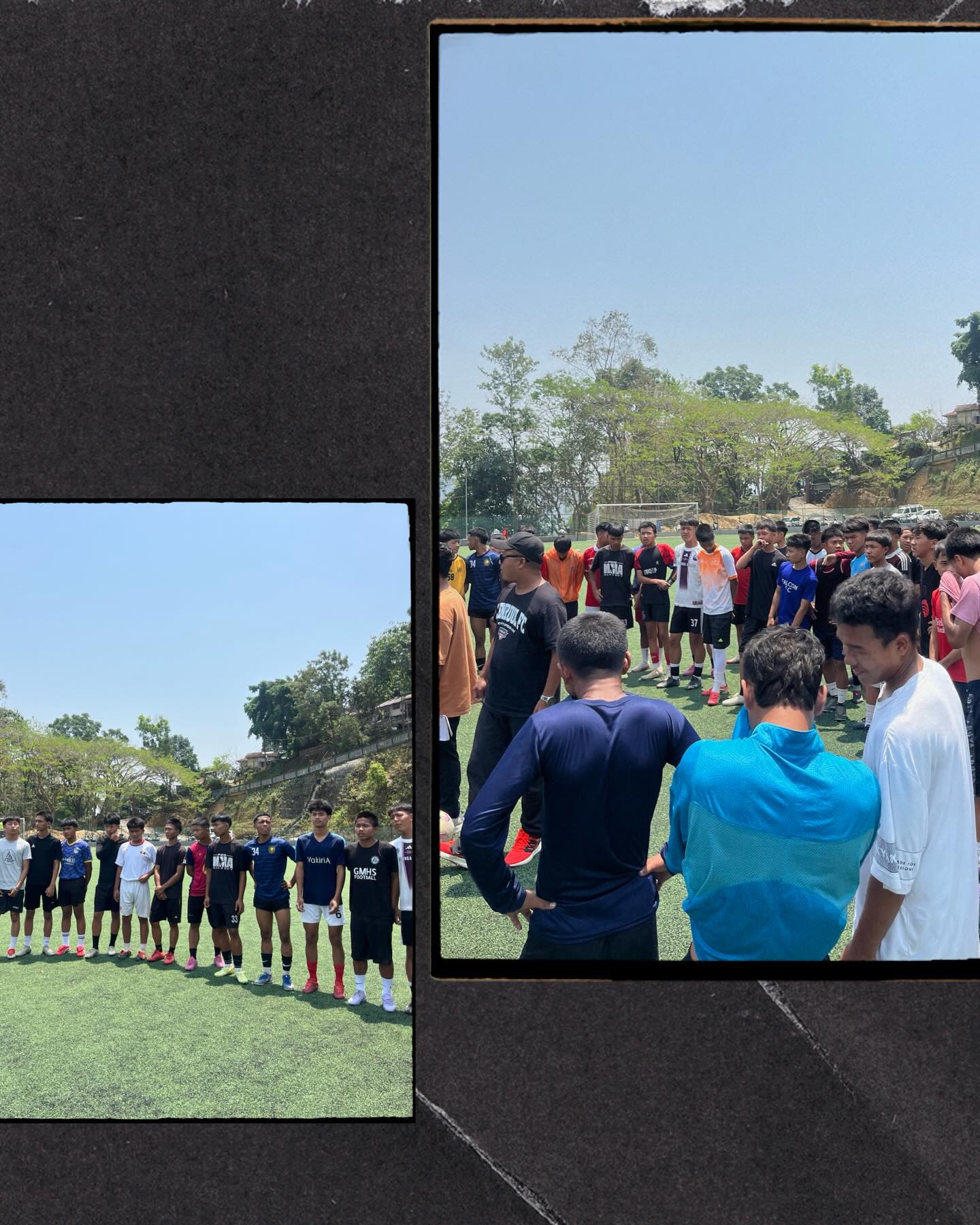 Players lined up at Lenruol Football Academy Aizawl trials